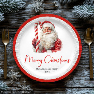 Elegant Santa Claus Traditional Festive Christmas Paper Plate