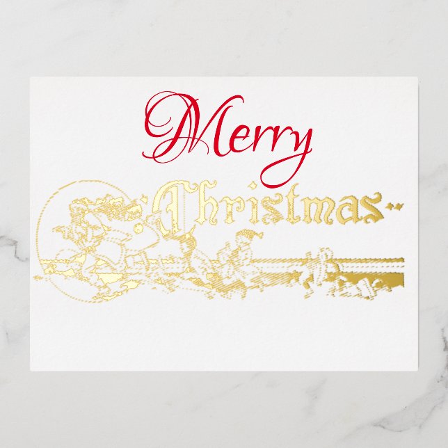 Elegant Santa Elves Party Foil Invitation Postcard (Front)