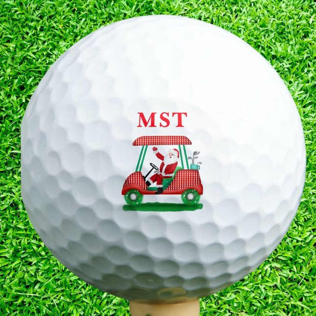 Elegant Santa Golf Christmas Monogram Balls (Creator Uploaded)