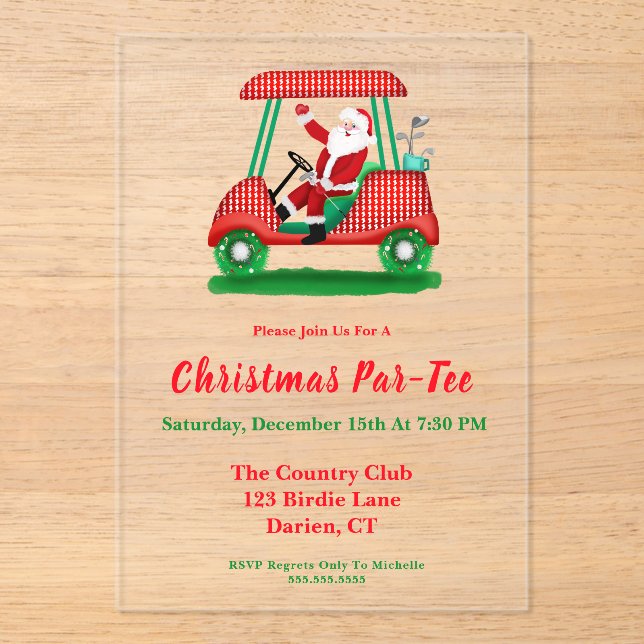 Elegant Santa Golf Christmas Party Invitation (Front)