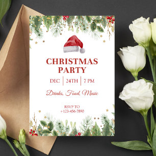 Elegant Santa Hat Christmas Invitation