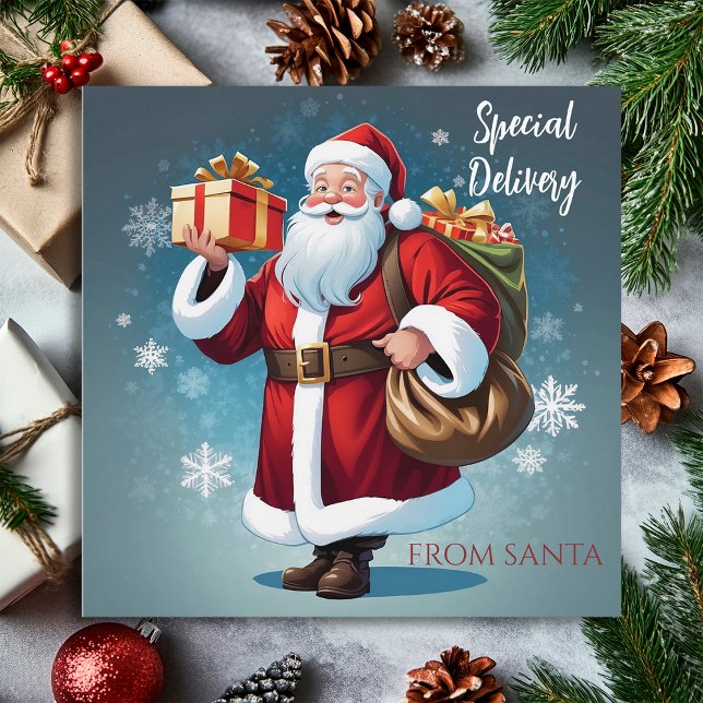 Elegant Santa Special Delivery Christmas Greeting Holiday Card (Creator Uploaded)