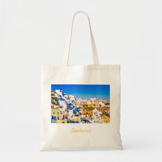 Elegant Santorini Greece Scenic Tote Bag (Front)
