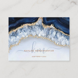 Elegant Sapphire Blue Agate Geode and Crystals Business Card