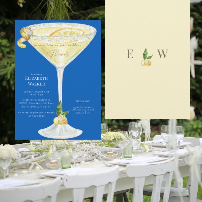 Elegant  Sapphire Blue Limoncello Wedding Shower Invitation (Creator Uploaded)