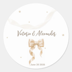 Elegant Satin Bow Wedding Sticker