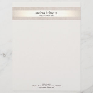Elegant Satin Gold Stripe Ivory Stylist & Designer Personalised Letterhead
