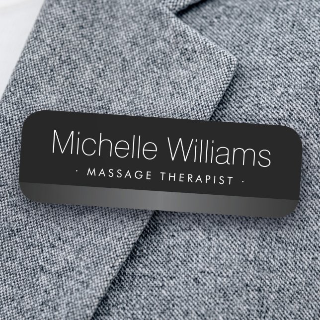Elegant satin grey border black name tag (Elegant satin gray border black name tag)