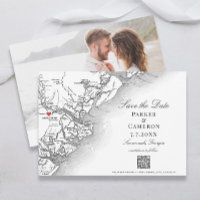 Elegant Savannah Georgia Map Black White Wedding
