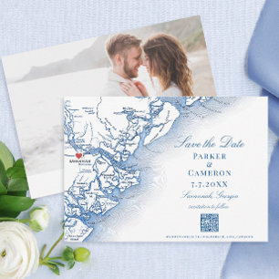 Elegant Savannah Georgia Map Navy Wedding Save The Date