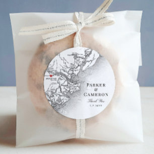 Elegant Savannah Georgia Map Wedding Favour Classic Round Sticker