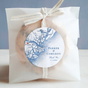 Elegant Savannah Georgia Map Wedding Favour Classic Round Sticker