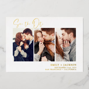 Elegant Save the Date 3 Photo Invitations