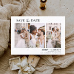 Elegant Save the Date 3 Photo Simple<br><div class="desc">Modern and Elegant Landscape Horizontal Three (3) Photo Save the Date Wedding Magnet with hand lettered script typography. The save the date invitation magnet includes script typography and chic and simple design that you can add your customised engagement photograph picture to.</div>