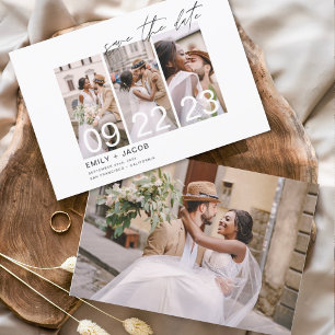 Elegant Save the Date 4 Photo Invitations