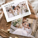 Elegant Save the Date 4 Photo Simple<br><div class="desc">Modern and Elegant Landscape Horizontal Four (4) Photo Save the Date Wedding Magnet with hand lettered script typography. The save the date invitation magnet includes script typography and chic and simple design that you can add your customised engagement photograph picture to.</div>