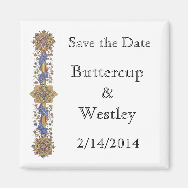 Elegant Save the Date Antique Art Custom Magnets (Front)