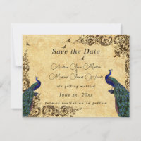 Elegant Save the Date Beautiful Peacocks