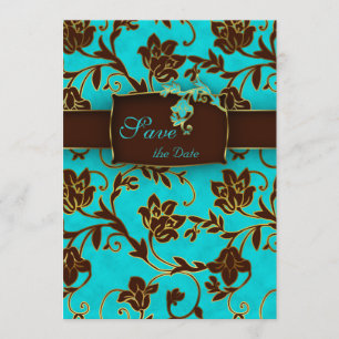 Elegant Save the Date Card Gold Floral BB