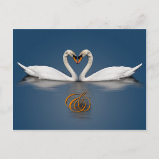 Elegant Save The Date Card Swans Photo Heart