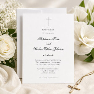 Elegant Save The Date Christian Cross Church Invitation
