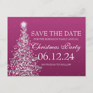 Elegant Save The Date Christmas Party Pink Announcement Postcard