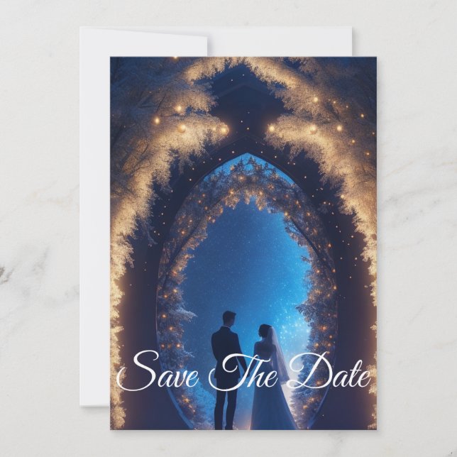Elegant Save the Date Christmas Wedding Invitation (Front)