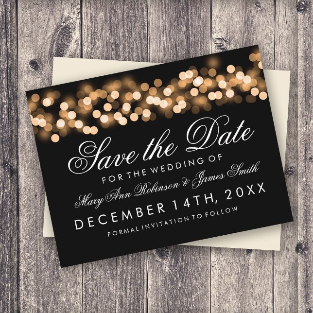 Elegant Save The Date Gold Hollywood Glam Announcement Postcard (Creator Uploaded)