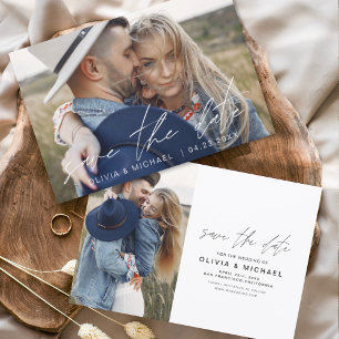 Elegant Save the Date Handwritten Photo Minimalist