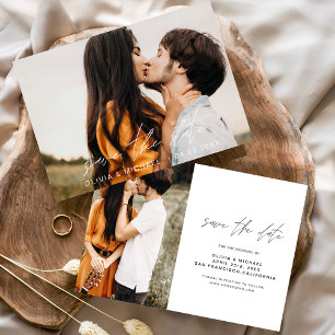 Elegant Save the Date Handwritten Photo Minimalist Invitation