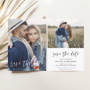 Elegant Save the Date Handwritten Wedding Photo