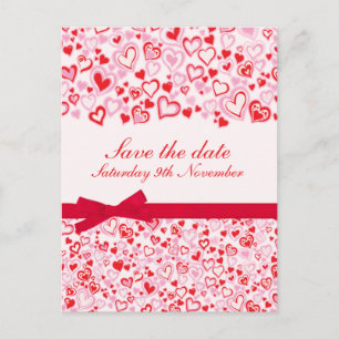 Elegant save the date hearts and bows card