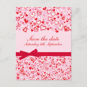 Elegant save the date hearts & bows pink card
