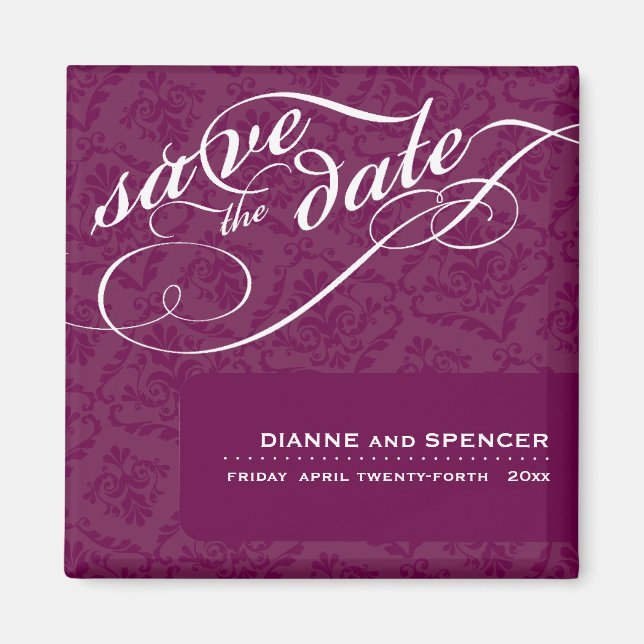 ELEGANT SAVE THE DATE MAGNET :: fancy text 6 (Front)