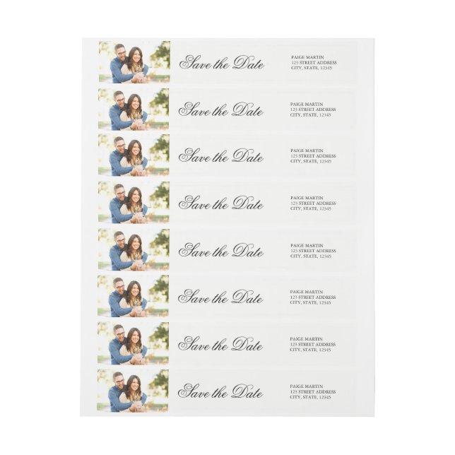 Elegant Save the Date Photo Address Label (Sheet)