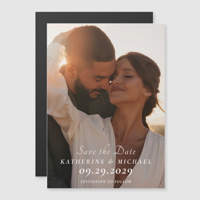 Elegant Save the Date Photo Magnetic Invitation (Front/Back)
