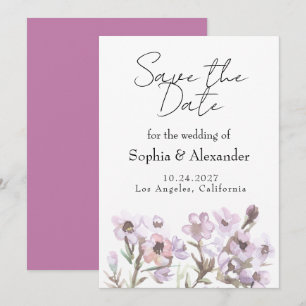 Elegant Save the Date - Purple Watercolor Floral Invitation