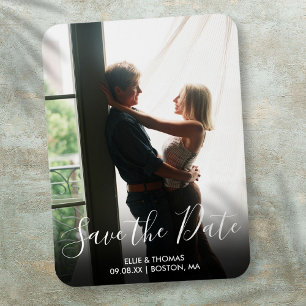 Elegant Save the Date Script Photo Wedding Magnet