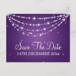 Elegant Save The Date Sparkling Chain Purple Announcement Postcard