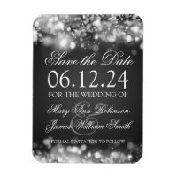 Elegant Save The Date Sparkling Lights Silver