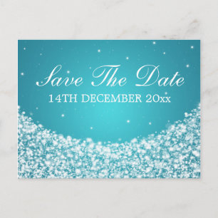 Elegant Save The Date Star Sparkle Blue Announcement Postcard
