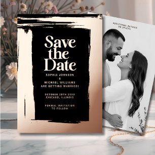 Elegant Save the Date Template Photo Rose Gold