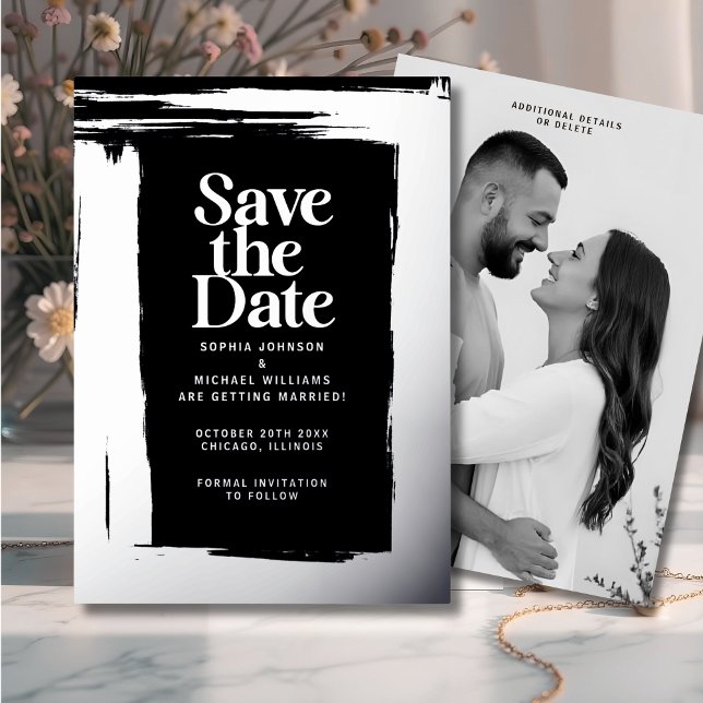 Elegant Save the Date Template Photo Silver Foil (Creator Uploaded)