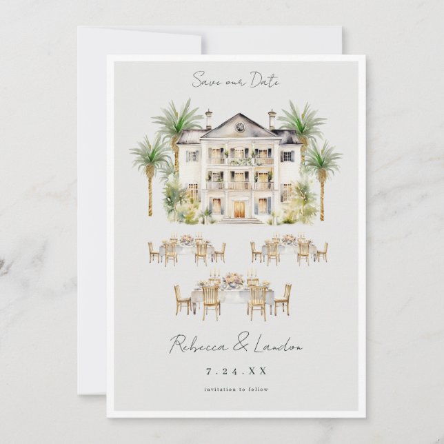 Elegant Save The Date Wedding Announcement  (Front)