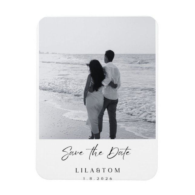 Elegant Save the Date Wedding Card Magnet (Vertical)