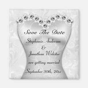 Elegant Save The Date Wedding Gown Magnet