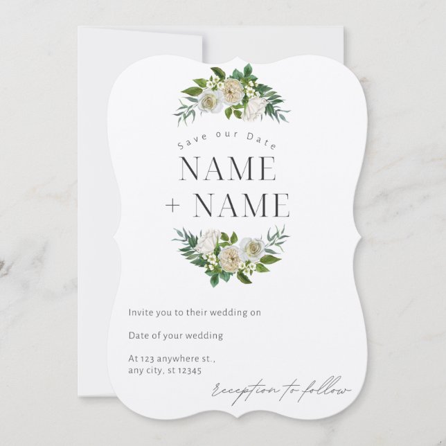 Elegant save the date wedding invitation card (Front)
