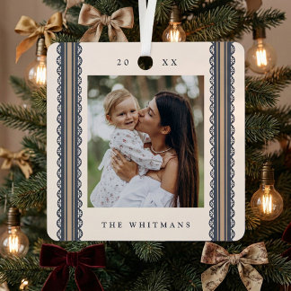 Elegant Scallop Ribbon Frame Christmas Photo Metal Tree Decoration