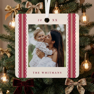Elegant Scallop Ribbon Frame Christmas Photo Metal Tree Decoration