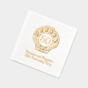 Elegant Scallop Shell Seashell Anniversary Party  Foil Napkins